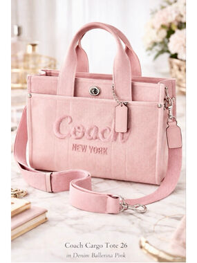 NEW Coach Denim Cargo Tote in Ballerina Pink NWT - Rare